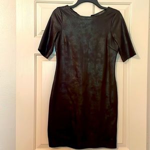 Black stretch faux leather party dress